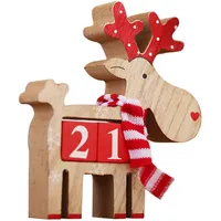 Amosfun Weihnachtskalender Countdown Adventskalender Holz Hirsch Ornament für Weihnachten Heimdekoration