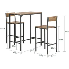 SoBuy Bartisch Set 3-teilig 100 cm Beige