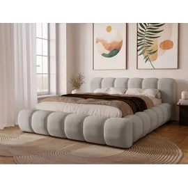 GRAINGOLD Polsterbett mit Bettkasten 180x200 Hellgrau Samt, Doria
