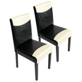MCW 2er-Set Esszimmerstuhl Küchenstuhl Stuhl Littau ~ schwarz-weiß, dunkle Beine