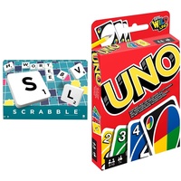 Mattel Games Y9598 - Scrabble Original Wörterspiel und Brettspiel geeignet für 2-4 Spieler, ab 10 Jahren & UNO Kartenspiel und Gesellschaftspiel, geeignet für 2-10 Spieler, ab 7 Jahren