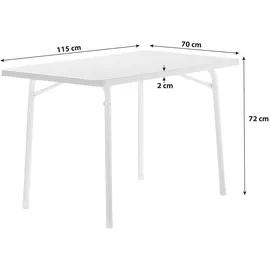 Sieger Garten-Klapptisch mit mecalit-Pro-Platte 115 x 70 x 72 cm weiß/marmordekor weiß