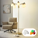 Depuley LED Stehlampe mit 5 Flammig, E27 Moderne Stehleuchte Wohnzimmer, Vintage Leselampe Schwarz mit Drehschalter, 360°Drehbarer Lampenhalter, Retro Standlampe für Büro Schlafzimmer Sofa Studio