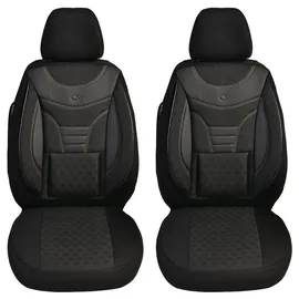BREMER SITZBEZÜGE Maß Auto Schonbezüge kompatibel mit VW Polo 6 AW Fahrer & Beifahrer Set ab 2017 / Auto Sitzbezüge Schonbezug Set Autositzbezüge 2er Pack in Schwarz (910)