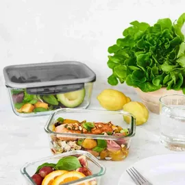 GASTROMAX Glas-Frischhaltedose rechteckig grau 0,25 l