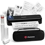 Phomemo M834 Thermodrucker A4, Mobiler Drucker A4 für Unterwegs, Büro, Schule, Zuhause, Kompatibel mit Smartphones und Computern, Tragbarer Drucker mit Tragetasche und 4 Rollen Thermopapier, Schwarz