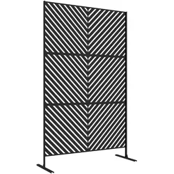 Outsunny Gartensichtschutz mit geometrischem Motiv schwarz 122L x 45B x 198H cm