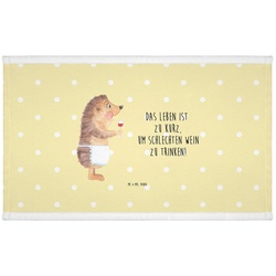 Mr. & Mrs. Panda Handtuch Igel mit Wein – Gelb Pastell – Geschenk, Weißwein, Gute Laune, Wein t, (1-St) gelb 10 cm x 50 cm