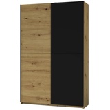 P & B Schwebetürenschrank 125 x 196 x 38 cm schwarz/eiche