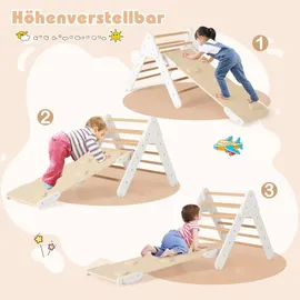 Costway Kletterbogen 4 in 1 mit Rutsche Grau/Naturbelassen