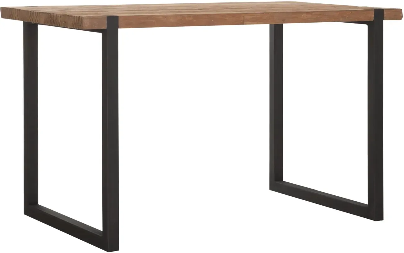 Bartisch Beam aus recyceltem Teakholz, modernes Design, Natur, Metallgestell Schwarz, 150 cm