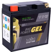 Intact Bike-Power GEL12-14B-4, CT14B-4, GT14B-4, 12V 12 Ah, 250 A (EN), Hochwertige GEL-Motorradbatterie mit 30% mehr Startleistung, Wartungsfreie GEL-Batterie