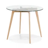 KADIMA DESIGN Runder Esstisch aus Glas mit Massiv Eichenholz Beinen | Modern | Gr.: onesize