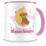 Samunshi® Kindertasse mit Namen Tasse Süßes Bärchen Personalisierte Tasse mit Namen Kinder Kinderbecher mit Namen Kindergarten rosa 300ml