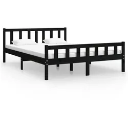 vidaXL Massivholzbett Schwarz 120x200 cm