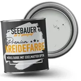 SEEBAUER diy Kreidefarbe für Möbel Hellgrau 750ml für Innen (No. 222 Grey Stone) Möbelfarbe ohne Schleifen - Holzfarbe extra matt - Holzlack, Möbellack hohe Deckkraft