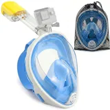Schnorchelmaske 180° Grad Sicht Vollgesichtsmaske Tauchmaske mit Aktion Kamera-Halterung S/M Blau - Blau
