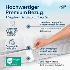 AM Qualitätsmatratzen Premium 7-Zonen Taschenfederkernmatratze 200 x 200 cm H2