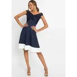 bonprix Off-Shoulder-Kleid Blau/Weiß 48/50
