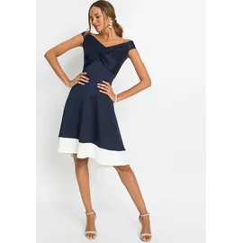 bonprix Off-Shoulder-Kleid Blau/Weiß 48/50