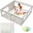 YOUJIA Baby Laufgitter mit Matte 150x150 cm, Laufstall Baby mit Matratze, Sicher und Geräumig für die Wohnung, Rutschfeste Basis, Atmungsaktives Netzdes... - Grau