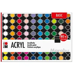80 Marabu BASIC Acrylfarben farbsortiert 80 x 3,5 ml