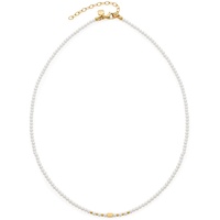 Leonardo Doro CIAO Halskette aus Edelstahl 1 Stück, filigrane Perlenkette weiß/gold, Halskette aus Imitaions-& Edelstahlperlen, Damenschmuck, 022118