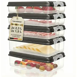 Hausfelder Aufschnittdosen grau 3 x 1,5 l + 2 x 2,3 l 10-tlg.