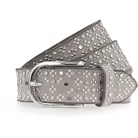 B.belt Nietengürtel Leder 95 cm grau
