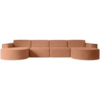 altdecor Wohnlandschaft Rosa, Textil, 3-Sitzer, U-Form 384x78x165 cm, Wohnzimmer, Sofas - Couches, Wohnlandschaften, Wohnlandschaften in U-Form