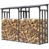 Quick Star Kaminholzregal Anthrazit 130 x 70 x 185 cm Garten Kaminholzunterstand 3,2 m3 / 4-5 SRM Kaminholzlager Stapelhilfe Aussen