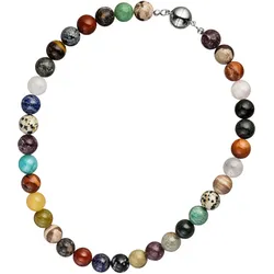 Kette ohne Anhänger JOBO "Edelsteinkette mit bunten Edelsteinen", bunt (mehrfarbig), Halsketten, Damen, Metall, L: 45cm, 45 cm
