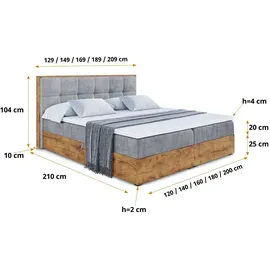 altdecor BOXBETT mit Matratze H3 und Lattenrost - 160x200 - Hellgrau