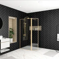 Marwell Walk In Dusche Golden Frame 200x90cm - Duschwand mit schwenkbarer Flügeltür 180° - mit 5mm Glas - hochwertige...