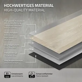 ML-Design PVC Bodenbelag Click Vinyl-dielen, 122x18cm 6,16m Eiche Braun Holzoptik, wasserfest,