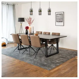 Home Deluxe Essgruppe Eckig AVENCIA inkl. U-Fuß - 240 x 120 cm Dark Oak, (7-tlg), MDF Esstisch mit U-Fuß & Esszimmerstühle für Esszimmer & Wohnzimmer braun|grau