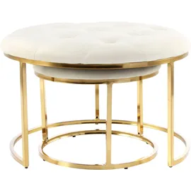 Kayoom Hocker Becky 825 2er-Set Kunststoff 60 x 41 x 60 cm Elfenbein/Gold