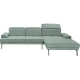 Musterring Ecksofa MUSTERRING "MR 4580", grün (mint), B:288cm H:79cm T:220cm, 100% Polyester, Sofas, Ecksofa, mit Kopf- und Sitztiefenverstellung, Metallfuß chrom, 288 x 193/220cm