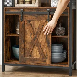 VASAGLE Sideboard 70 x 80 x 30 cm Braun/Schwarz
