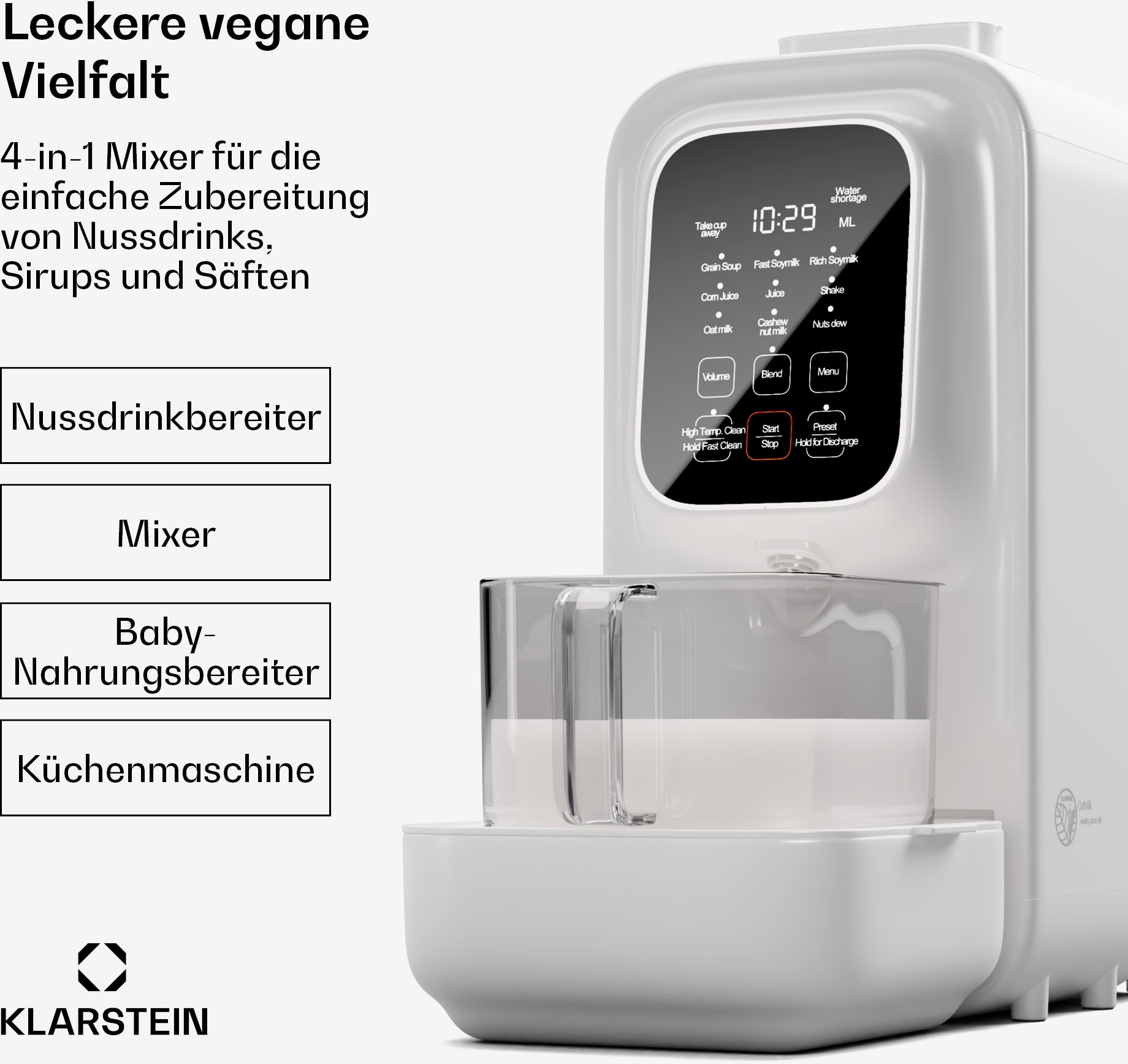Loire 4-in-1 Vegan Drink Maker 800/1200W 1200ml Touch herausnehmbarer Wassertank