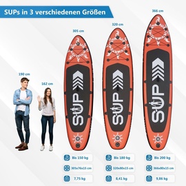 24MOVE Standup Paddle SUP Board Set inkl. Zubehör 320 x 80 x 15 cm rot