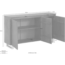 OTTO home Lagos 140 x 80 x 35 cm Braun / Weiß
