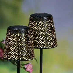 LED Solar Gartenleuchten Blumenmuster Gartenstecker H: 58cm 2er Set