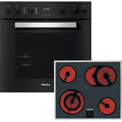 MIELE TwinSet Comfort H 2455 EP ACTIVE + KM 6003 LPT, Einbauherdset (Elektrokochfeld, A+, 76 l)