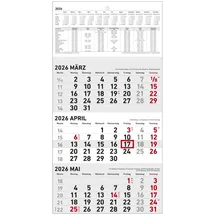 Zettler 3-Monatskalender 2026 - 23,7x44,8 schwarz/rot - mit Motiv - Datumsschieber - 951-0011