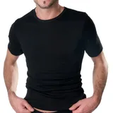 HERMKO Unterziehshirt 16800 Herren kurzarm Unterhemd aus Baumwolle /Modal, Halbarm Shirt schwarz D 8 = EU XXL