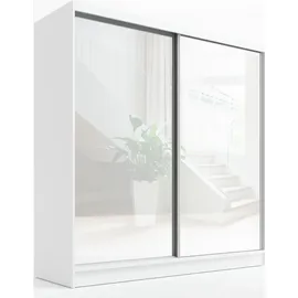 mebloland Schwebetürenschrank, 2-türig Schrank mit Spiegel IVAR 200cm (Weib) - Weiß