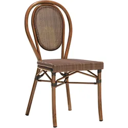4er-Set Bistro Textilen Stuhl | Textilene | Grau-Braun | Stapelbar | Textilen Gewebe Stuhl, Terrassen Textilen Stuhl, Outdoor Textilen Stuhl