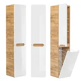 Lomadox Lomado Hochschrank 35 x 170 cm Weiß Holz