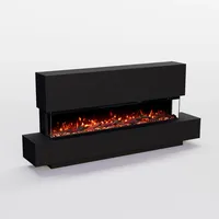 GF Core Elektrokamin Cobalt 50 mit realistischem 3D LED-Feuer - Stand-Elektrokamin mit Heizung und Kaminfeuer, App Steuerung, Knistereffekt & Timer, max. 1800 W, 156x75x28 cm, Schwarz